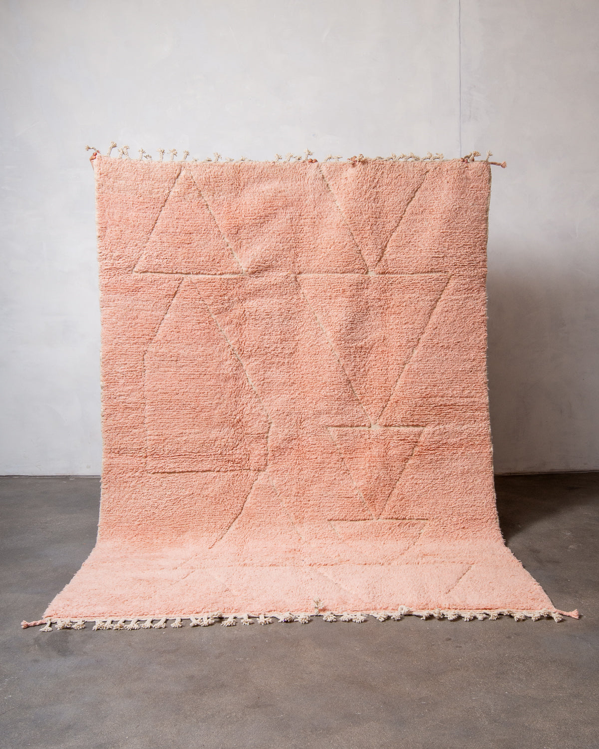 Modern, designer, handcrafted Berber rug from Morocco. Beniourain carpet with beautiful colours and patterns and fluffy wool texture.